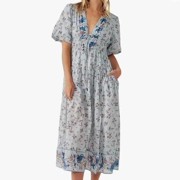 Free People Lysette Maxi Dress Bluebell Combo - Picture 2 of 12